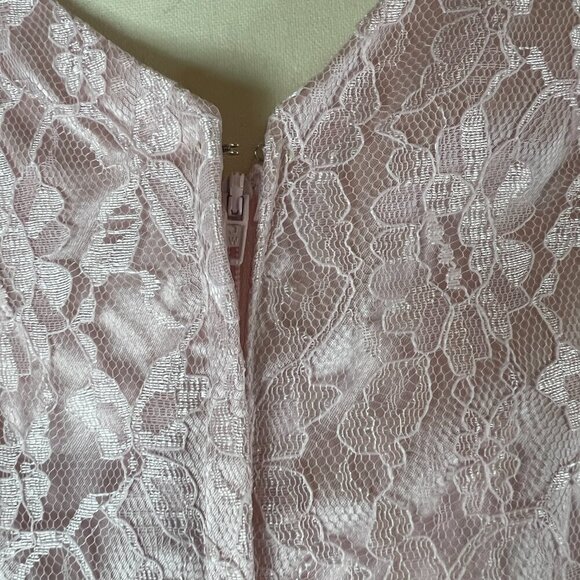 Vintage J.C. Penny Pink Lace & Satin Prom Formal Maxi Dress Puff Sleeves Size 11 - Picture 6 of 10